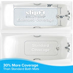 SlipX Solutions Power Grip Extra Long Bath Tub & Shower Mat 39x16, Wet Floor Non-Slip for Elderly & Kids Bathroom, 30% Longer Bathtub Mats, 200 Suction Cups, Drain Holes (1, Solid White)
