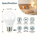 Linkind A19 LED Light Bulb, 60W Equivalent, 9W 2700K Soft White Light Bulbs, 800 Lumens Non-Dimmable Bulbs, E26 Standard Base, Energy Efficient, for Bedroom Home Office, 6 Pack