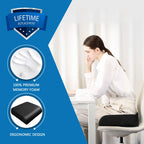YOUFI Extra Thick Large Seat Cushion -19 X 17.5 X 4 Inch Gel Memory Foam Cushion with Carry Handle Non Slip Bottom - Pain Relief Coccyx Cushion for Wheelchair Office Chair (Black (1PACK))