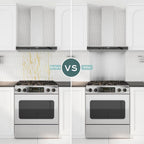 24 x 30-inch Reversible Stainless Steel Backsplash for Kitchen wall，Splatter Guard and Cooking Shield， Range Hood Accessories to Keep Kitchen Clean， Four Pre Drilled Holes for Easy Installation