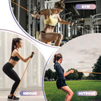 RitFit Single Resistance Exercise Band with Comfortable Handles - Ideal for Physical Therapy, Strength Training, Muscle Toning - Foam Padding Door Anchor and Starter Guide Included (Purple(15-20lbs))