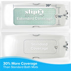 SlipX Solutions Power Grip Extra Long Bath Tub & Shower Mat 39x16, Wet Floor Non-Slip for Elderly & Kids Bathroom, 30% Longer Bathtub Mats, 200 Suction Cups, Drain Holes (1, Seafoam Green)