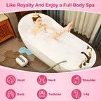Flgocexs Bubble Bath Mat,Full Body Waterproof Spa Mat for Bathtub, 6-Speed Bubbles, Remote Control & Non-Slip Suction Cups for Home Relaxation