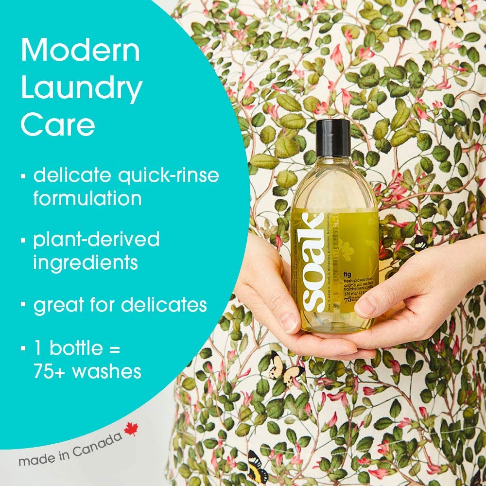 Soak Laundry Soap – No Rinse, Plant Derived Hand Wash Detergent - 375 ml / 12 fl. oz, 75+ Washes (Fig)