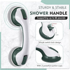 Grab Bars for Bathtubs and Showers, 12 Inch Shower Handle Strong Suction Shower Grab Bar, Bathtub Rails for Seniors, Elderly, Handicap (2 Pack) -Green