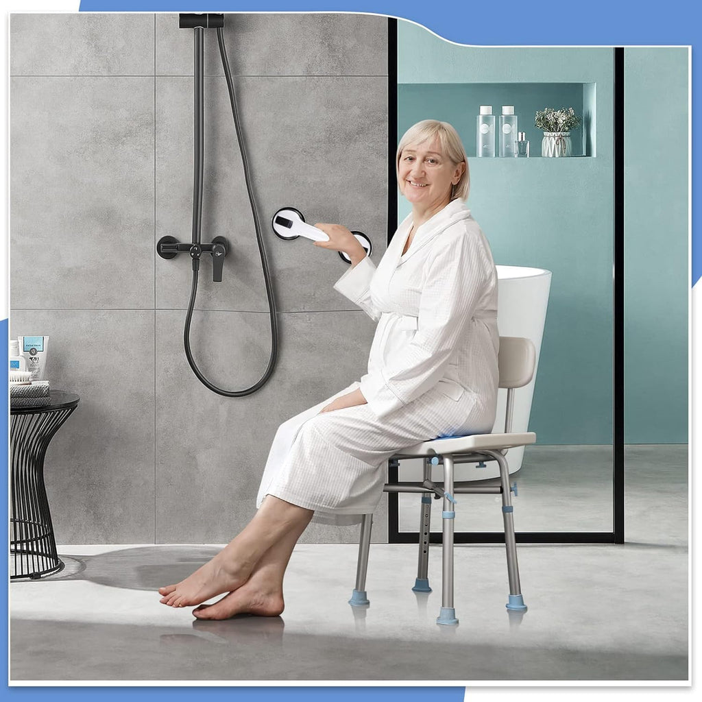 Grab Bars for Bathtubs and Showers, 12 Inch Shower Handle Strong Suction Shower Grab Bar, Bathtub Rails for Seniors, Elderly, Handicap (2 Pack) -Black