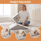 BIEEZZK Orthopedic Bed Wedge Pillow Set 4Pcs, Adjustable Memory Foam Wedge Pillow, Pillow Wedges for Post Surgery, Back Pain Relief, Triangle Pillows for Acid Reflux, Snoring, GERD, White/Grey