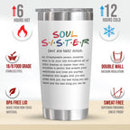 TEEZWONDER Friendship Gifts For Women Friends - Sister Birthday Gifts, Christmas, Mothers Day Gifts For Friend Female, Work Bestie, Coworker, Soul Sister Gifts - 20oz Insulated Stainless Steel Tumbler