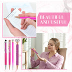 9 Pcs Ballpoint Pens Set Metal Crystal Diamond Pen Glitter Pen for Journaling Black Ink Pretty Cute Pens Fancy Pens Gifts for Women Girls Christmas Birthday School Office Desk (Fluorescent Pink)