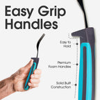 BUNMO Adaptive Utensils - Weighted Knives Forks and Spoons Silverware Set for Elderly People Disability Parkinsons Arthritis Aid Handicapped Hand Muscle Weakness Large Grip Built Up Utensils