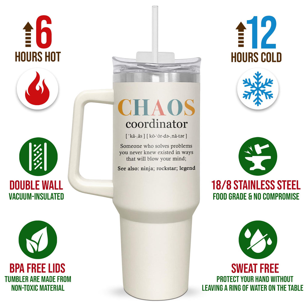 TEEZWONDER Funny Coworker, Boss Gifts For Women - Christmas, Thanksgiving, Birthday Gifts For Women, Employee, Friends, Thank You, Appreciation Gifts - 40oz Insulated Tumbler With Handle And Straw
