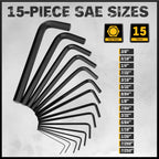 31-Piece Hex Key Set - Allen Wrench Set, SAE and Metric Allen Keys MM(0.7mm-10mm) SAE(0.028"-3/8) Heat-Treated, Torque Handle, High Leverage, Long & Short Keys, Easy Organization