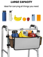 Wiicare Walker Basket for Folding Walker, Basket for Walkers for Seniors with Cup Holder, Upgraded Foldable Walker Bag, Walker Accessories Gift for Family and Elders, Grey