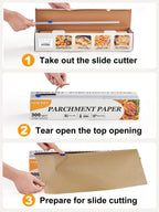 SMARTAKE Parchment Paper Roll for Baking, 2-Pack of 15 in x 242 ft, 600 sq.ft, Non-Stick Baking Paper Sheets with Slide Cutter, Heavy Duty Extra Long, for Kitchen Baking Cooking Grilling, Unbleached
