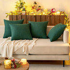 MIULEE Pack of 2 Christmas Spring Decorative Outdoor Solid Waterproof Throw Pillow Covers Polyester Linen Garden Farmhouse Cushion Cases for Patio Tent Balcony Couch Sofa 12x20 inch Emerald Green