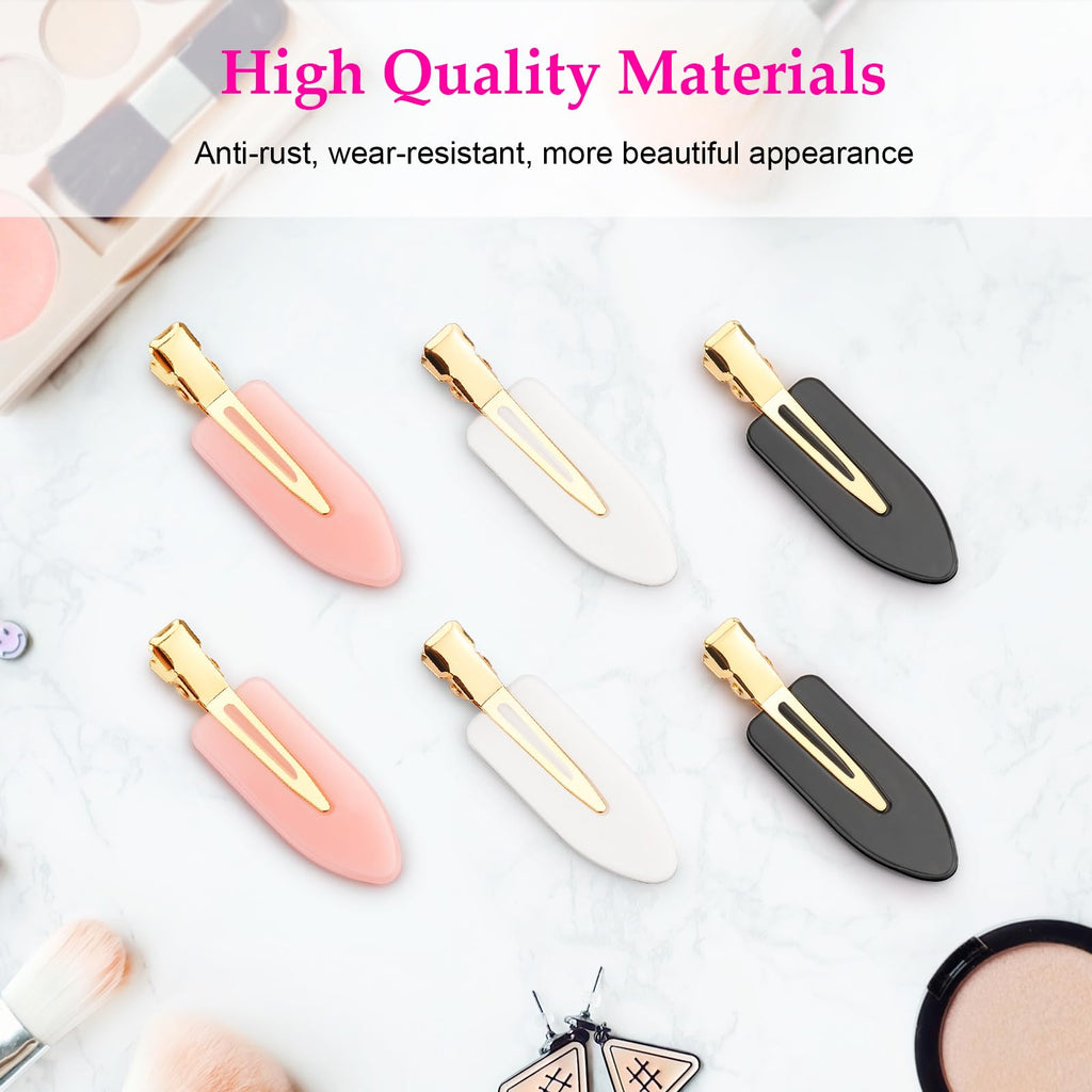 6 Pcs Creaseless Hair Clips No bend No Crease Hair Clip Makeup Clips for Women and Girls Flat Hair Clips for Hairstyling Salon Golden Handle