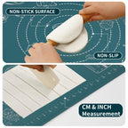 DANIA & DEAN Silicone Baking Mat - Upgrade Mom Theme 26x16 Inch Extra Thick Pastry Mat with Measurements, Non-Slip and Reusable, Kneading Dough Mat for Kitchen Counter, Bread, Cookies, Pizza, Pasta