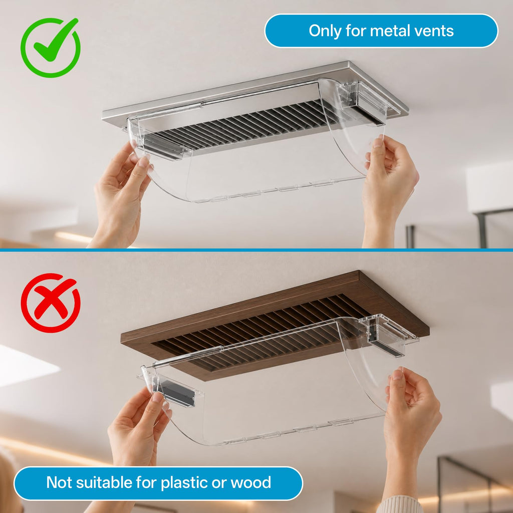 2 Pack Magnetic Air Vent Deflector, 9"-15.5" Adjustable Vent Cover with Optimized Ferrite Magnets for Ceiling/Floor/Wall Registers - Clear Heat/AC Deflector for Under Furniture & Home Comfort