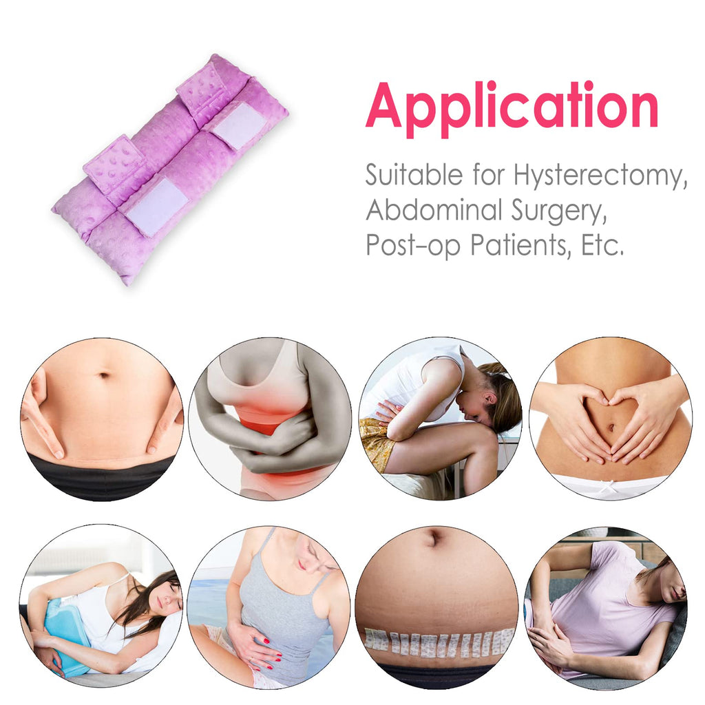 D. Cozy Hysterectomy Pillow Tummy Tuck Seatbelt Pillows with Pocket for Ice Pack Post Abdominal Surgery Comfort Cushion Belly Incision Recovery Gifts Women Patients Lavender