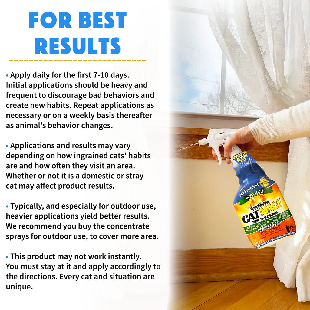 Nature's MACE Cat Repellent 40oz Concentrate/Treats 15,000 Sq. Ft. / Keep Cats Out of Your Lawn and Garden/Train Your Cat to Stay Out of Bushes/Safe to use Around Children & Plants