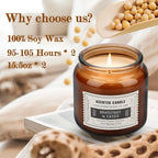 2 Pack Candles for Home Scented Grapefruit & Teak Tobacco Scented Candles 15.5 oz 210 Hours Long Lasting Time Clear Aromatherapy Candles Soy Candles Gifts for Women and Men