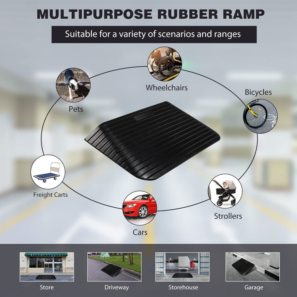 Candockway 3" Rise Threshold Ramps Doorway, Wheelchair Ramp with Non-silp Surface, 4400 LBS Capacity, Solid and Portable, for Steps, Driveway and Curb Black