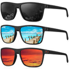 Polarized Sunglasses Men, Lightweight Mens Sunglasses Polarized UV Protection Driving Fishing Golf (Black/Ice Blue/Red)