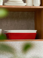DOWAN 9x13-inch Deep Casserole Baking Dish for Lasagna, 135 oz Ceramic Pan with Handles, Oven Safe for Baking and Home Decor, Red