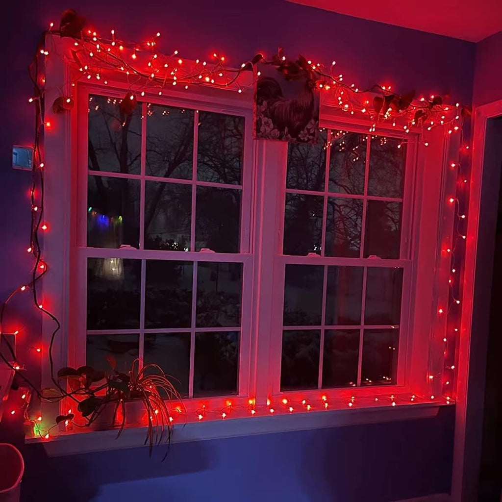 YEGUO Red Christmas Lights Outdoor Waterproof, 200 LED String Lights Indoor, 8 Modes 66ft Green Wire Twinkle Lights Plug in for Yard Party Tree Xmas