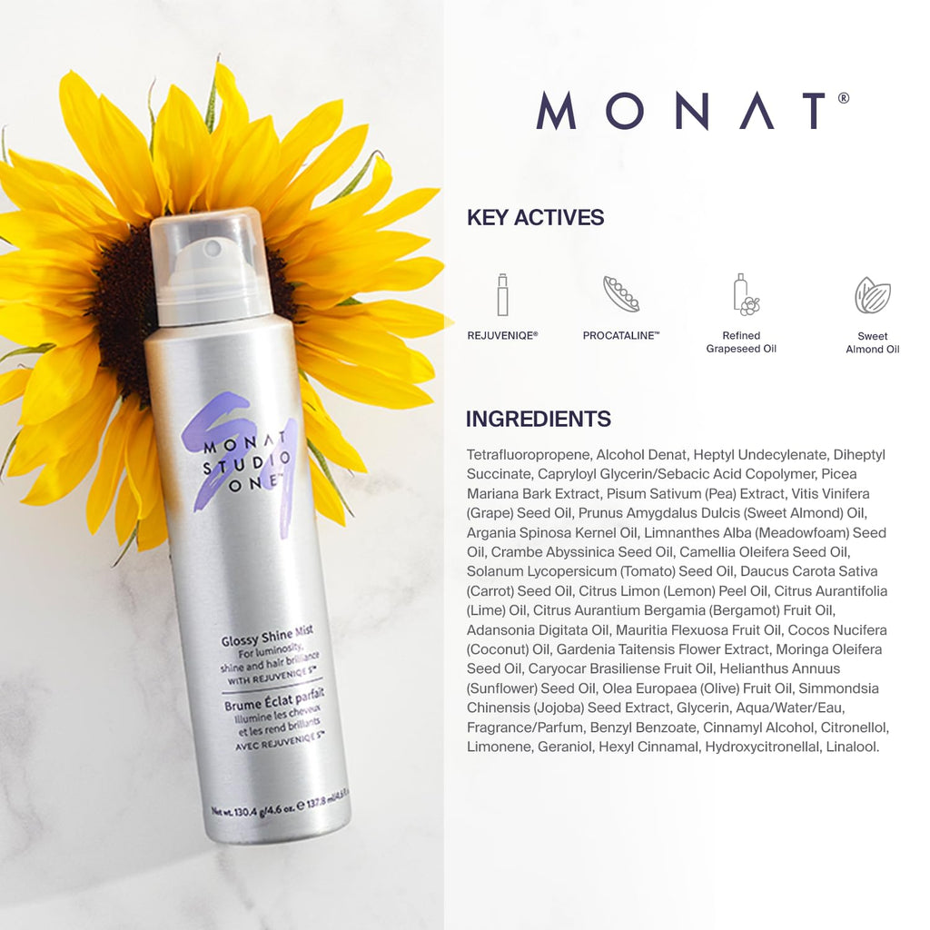 MONAT Studio One™ Glossy Shine Mist - A Lightweight, Frizz Control Micro Hair Mist that Hydrates and Provides Brilliant Shine to the Hair. - 130.4 g (4.6 oz.) ℮ 137.8 ml (4.6 fl. oz.)