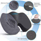 TushGuard Seat Cushion for Office Chair Memory Foam Non-Slip Desk Seat Cushion Back, Coccyx, Sciatica, Tailbone Pain Relief Butt Pillow for Office Chair, Car, Wheelchair, Grey