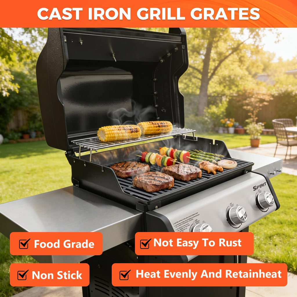 QuliMetal 17.5" Grill Grates for Weber Spirit 300/400 and Spirit II 300 Series,Spirit E/S-310 E/S-320 E/S-330,Spirit 700,Genesis Silver/Gold B & C,Genesis 1000-3500,Cast Iron Part for Weber 7638 7639