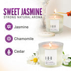 Sweet Jasmine Candle | Scented Soy Candle | A Fresh Blend of Jasmine, Chamomile, and Cedar | Large Eight Ounce Single Wick Luxury Candle | Long Burn time | Bamboo Lid and Gift Box | HHI Candles