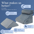 Axelrod Orthopedic Bed Wedge Pillow Set, Post Surgery Foam for Back, Neck and Leg Pain Relief Comfortable & Adjustable Ortho Pillows- Anti Snoring, Heartburn, Acid Reflux & GERD Sleeping Navy