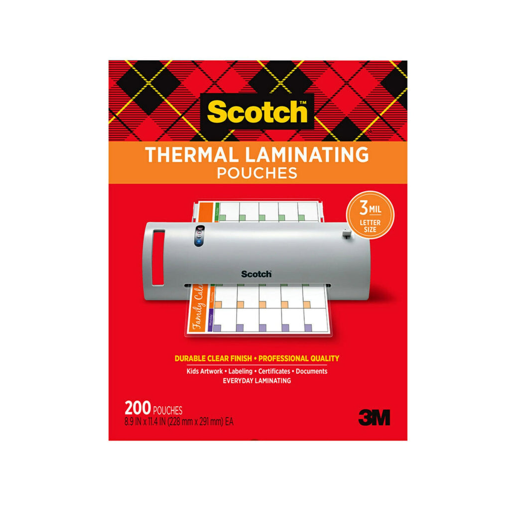 Scotch Thermal Laminating Pouches,200 Pack Laminating Sheets,3 Mil,8.9 x 11.4 Inches, Education Supplies & Craft Supplies, For Use With Thermal Laminators, Letter Size Sheets