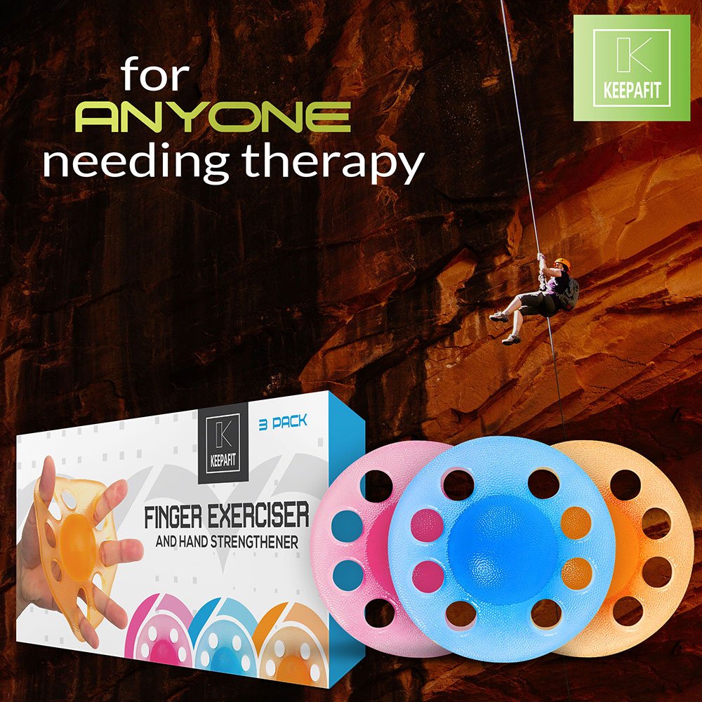 Keepafit Finger Exerciser & Hand Strengthener (3 Pack(Light+Medium+Heavy))