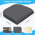 TranquilRelax Large Seat Cushion，Soft Foam Cushion for Long Sitting Hours on Office Chair, Home & Car, Non-Slip Chair Pad for Relieving Back & Sciatica & Hip & Coccyx Pain (Grey)