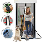 Magnetic Screen Door Retractable Mesh for Standard American 80" x 36" to 82" x 38" Size Doors Pet Net Patio Hands Free Magic Automatic Self Sealing Closing Closure Black
