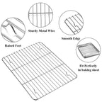 Wildone Baking Sheet with Rack Set [2 Sheets + 2 Racks], Stainless Steel Cookie Pan baking Tray with Cooling Rack, Size 12 x 10 x 1 Inch, Non Toxic & Heavy Duty & Easy Clean