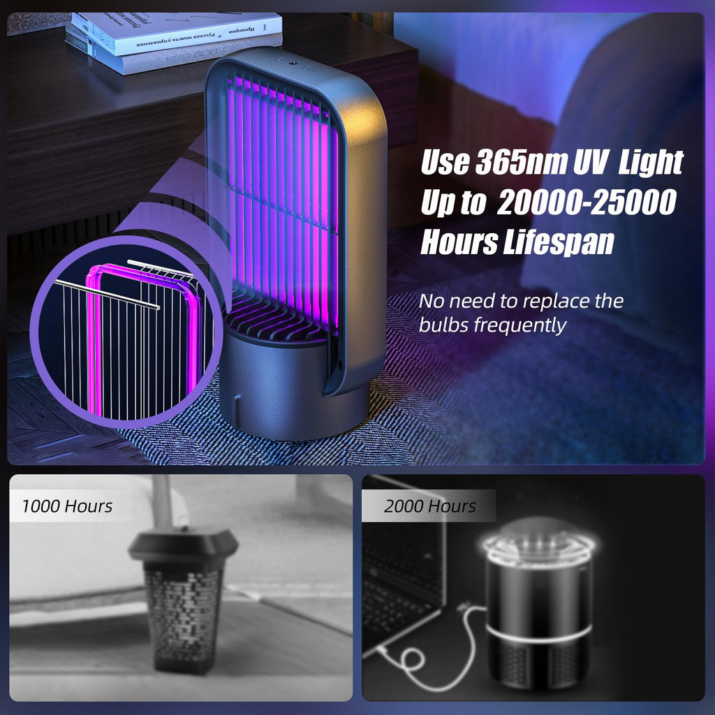 FASHFACE Bug Zapper Indoor Outdoor 3 in 1, Electric Mosquito Killer Lamp with Silent Fan, 2000V, 365nm UV Light, Dual Luring Modes, Smart Sensor Mosquito Trap for Home Villa Yard