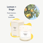 Calyan Wax Scented Candle, Lemon & Sage Candle for The Home Scented with Rose, Lemon & Lavender, Soy Wax Aromatherapy Candle in Glass Jar with 37 Hour Burn Time, Non Toxic Scented Candles Gifts