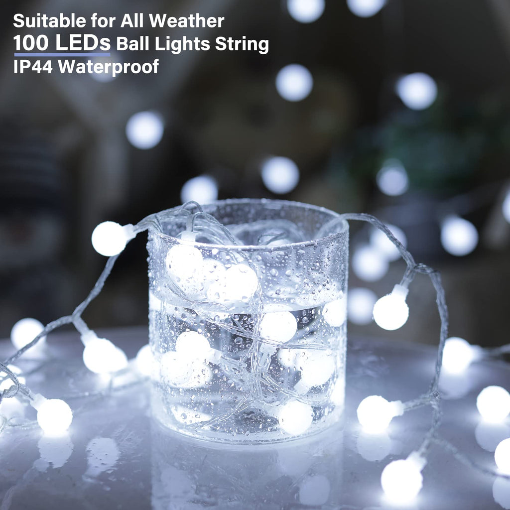Minetom 66 Feet 200 Led Globe Ball String Lights, Fairy String Lights Plug in with Remote, Waterproof Globe String Lights for Indoor Outdoor Party Wedding Christmas Tree Garden Decoration, Pure White