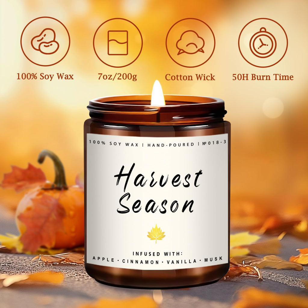 Fall Candle Set | 4pack Fall Scented Candles for Home - Soy Candles for Home Scented, Autumn Candle Set, Fall Candle Gifts - Fall Scents of Pumpkin/Apple Pie/Harvest/Autumn Wreath