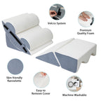 Acxseo 6pcs Orthopedic Bed Wedge Pillow Set for After Surgery, Foam Wedge for Sleeping/Back, Neck, Leg Support, Acid Reflux, Gerd, Anti Snoring, Adjustable Support Pillow with Washable Cover - White