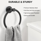 SetSail Towel Holder for Bathroom Wall Matte Black Towel Ring Stainless Steel Hand Towel Holder Heavy Duty Towel Hanger for Bath, Kitchen