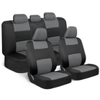 BDK PolyPro Car Seat Covers Full Set in Gray on Black, Front and Rear Split Bench Seat Covers for Cars, Easy to Install Car Seats Cover Set and Accessories for Auto Trucks Van SUV - Gray