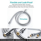 GwernKB Handheld Shower Head with On Off Switch 8-Mode High Pressure Showerhead with 79 Inches Extra-long Stainless Steel Hose and Bracket PLUS Extra Low-Reach Adhesive Wall Mount for Kids,Silver…