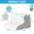 MEGCXIT 3PCS Bed Wedge Pillow for Sleeping, Adjustable Memory Foam Wedge Pillow for Back Leg Pain Relief, 23” Wide Triangle Pillow Wedge for Post Surgery, Acid Reflux, GERD & Snoring, White/Grey