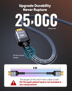 8K 10K 4K HDMI Cable 48Gbps 6.6FT/2M, Certified Ultra High Speed 2.1 HDMI Cable Braided Cord-4K@120Hz 8K@60Hz, DTS:X, HDCP 2.2 & 2.3, HDR 10 Compatible with DVD Player/PS5/HDTV/Blu-ray