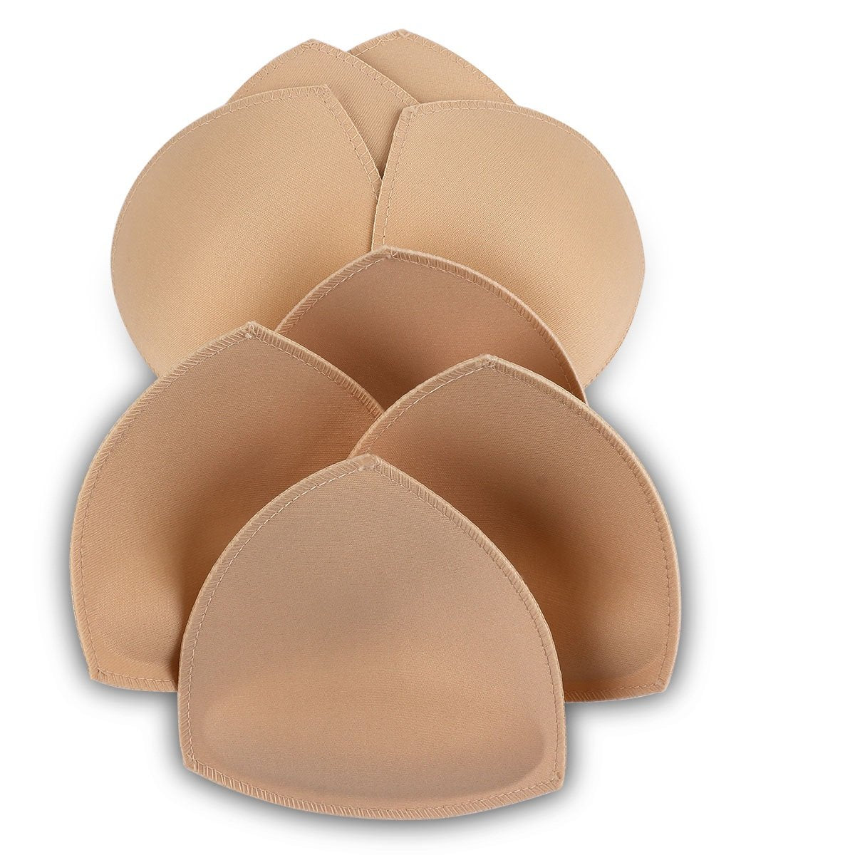 Bra Pad Inserts 4 Pairs, Bra Pads Sewn Padded for Sports Bra A/B C/D Cup Beige Black Optional (A/B Cup, Beige)